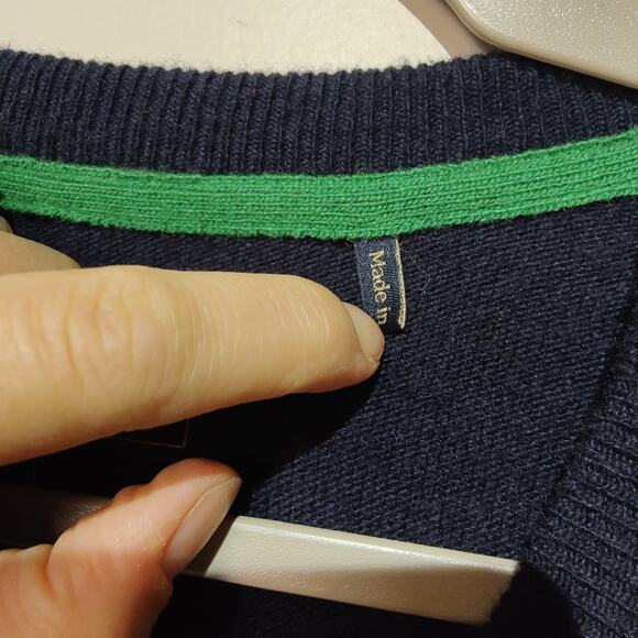 Barbour Men's Sz L Navy Blue Pullover Sweater V Neckline 100% Lambswool - Picture 5 of 8